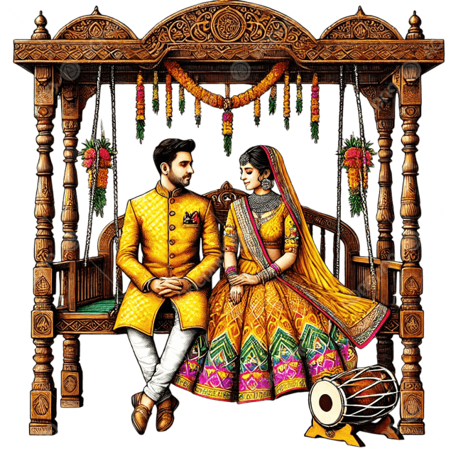 Indian Wedding Haldi Couple Free PNG – Download High-Quality Transparent PNG Images