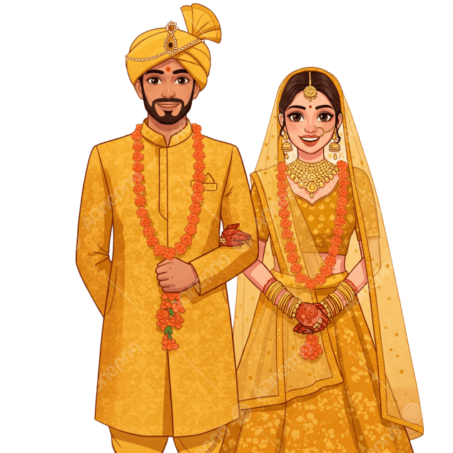 Indian Wedding Haldi Couple PNG | Free Transparent Images Download – aonepng