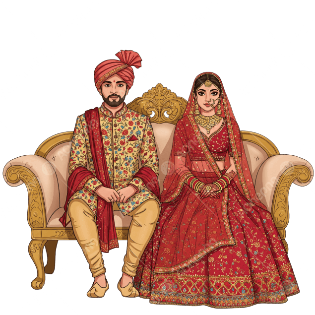 Indian Wedding Mehendi Couple PNG | Free Transparent Clipart & Vector Download