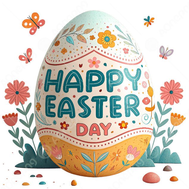 Spring Celebration Happy Easter Bunny & Eggs PNG Free Download