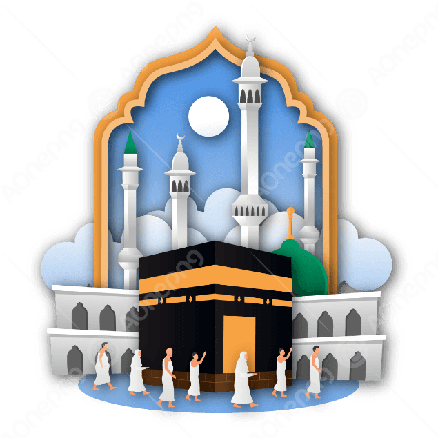 Islamic Pilgrimage Tawaf Paper Cut Vector PNG Images