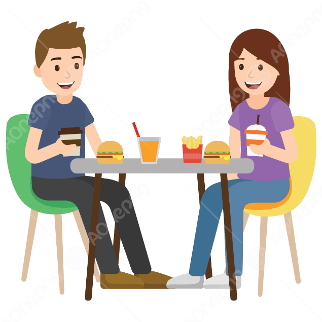 Happy Kids Eating Lunch Cartoon Vector PNG  AOnePng
