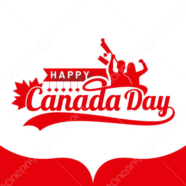 Happy Canada Day Typography PNG Flat Design AOnePng