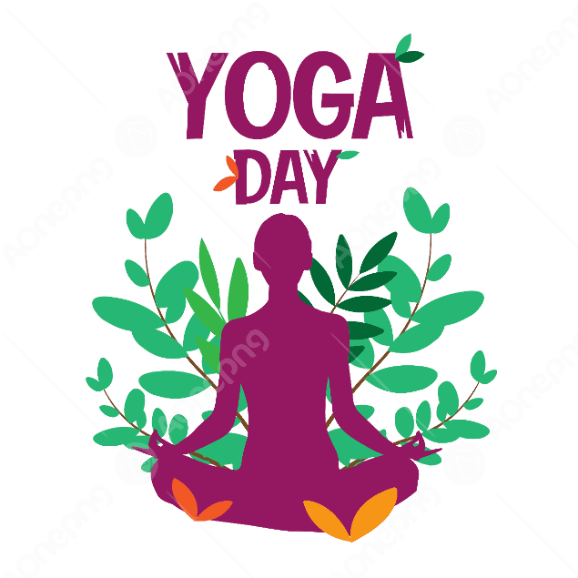 International Yoga Day Clipart PNG Forest Theme Transparent