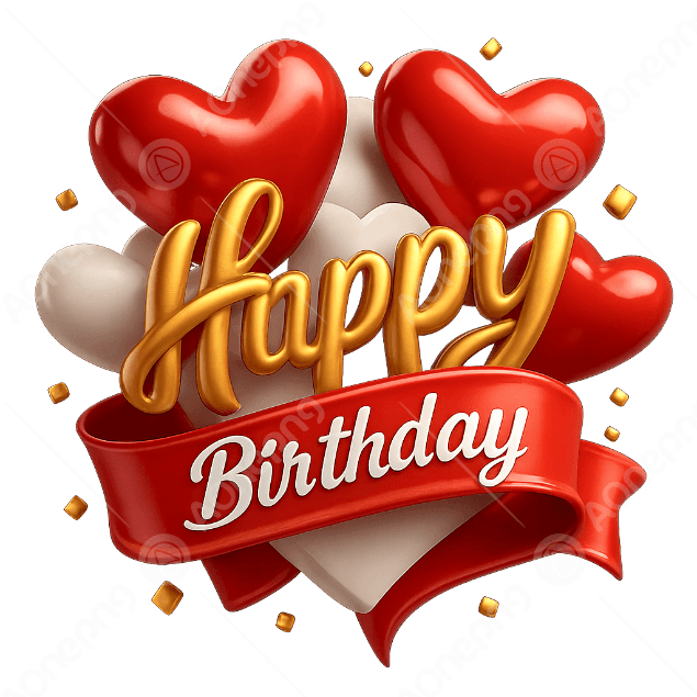 Gold & Red Heart Balloons Birthday PNG Clipart  AOnePng