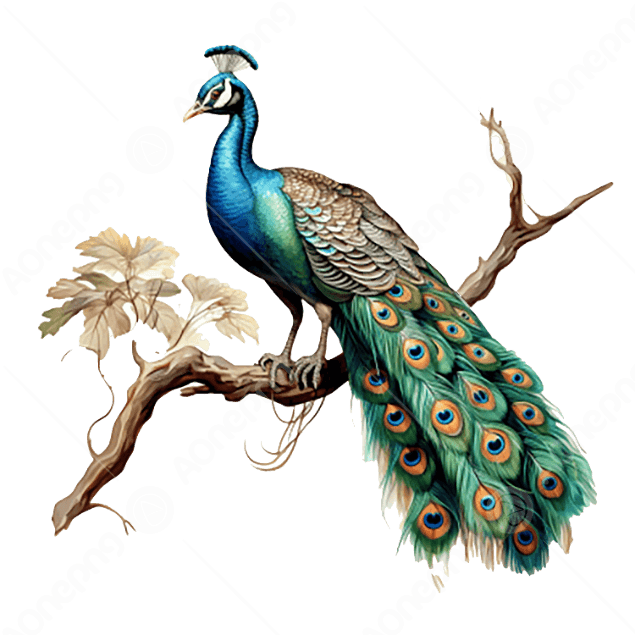 3D Blue Peacock PNG Clipart with Decorative Feathers AOnePng
