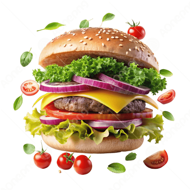Savory Double Patty Burger PNG Image Free  AOnePng