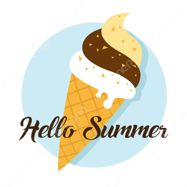 Hello Summer PNG with Ice Cream Background AOnePng