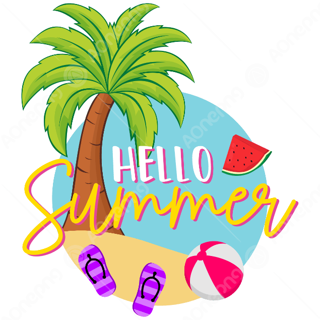 Hello Summer Watercolor Flower Quote PNG  AOnePng