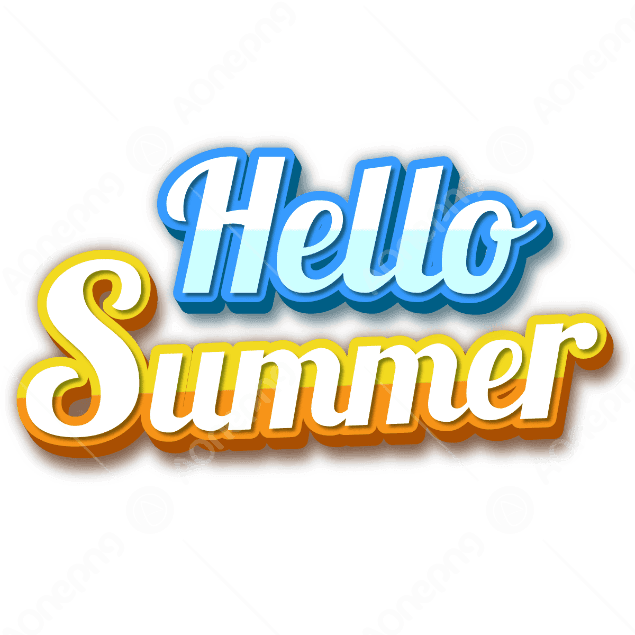 Hello Summer PNG with Fruit Border & Sun Design AOnePng