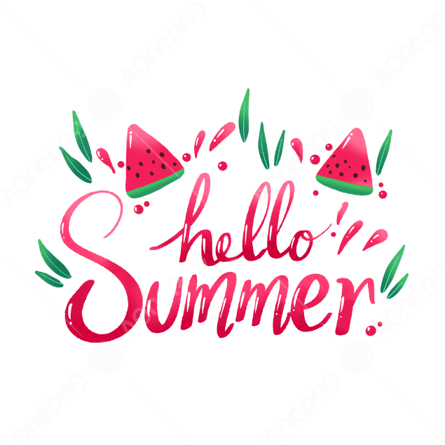 Hello Summer Watercolor Flower PNG Free  AOnePng