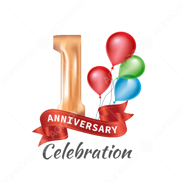 1st Happy Anniversary with Balloons PNG  AOnePng
