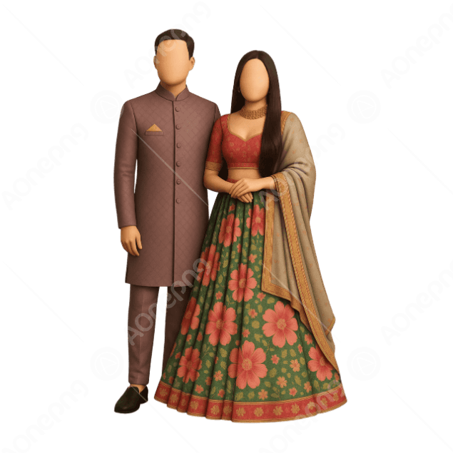 Indian Couple Floral Dress PNG Clipart Free Download | AOnePng