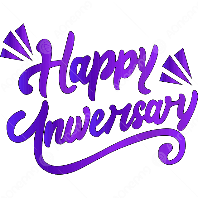 Happy Anniversary PNG Bold Purple Text Free  AOnePng